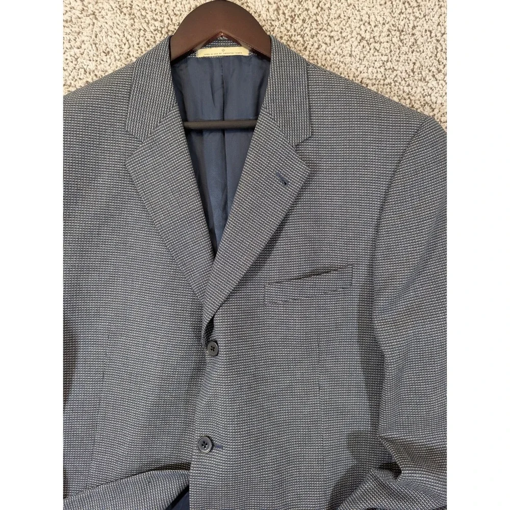 JOSEPH‎ ABBOUD Men's 43R Blue and Gray Houndstooth Silk Blend Sport Coat Blazer